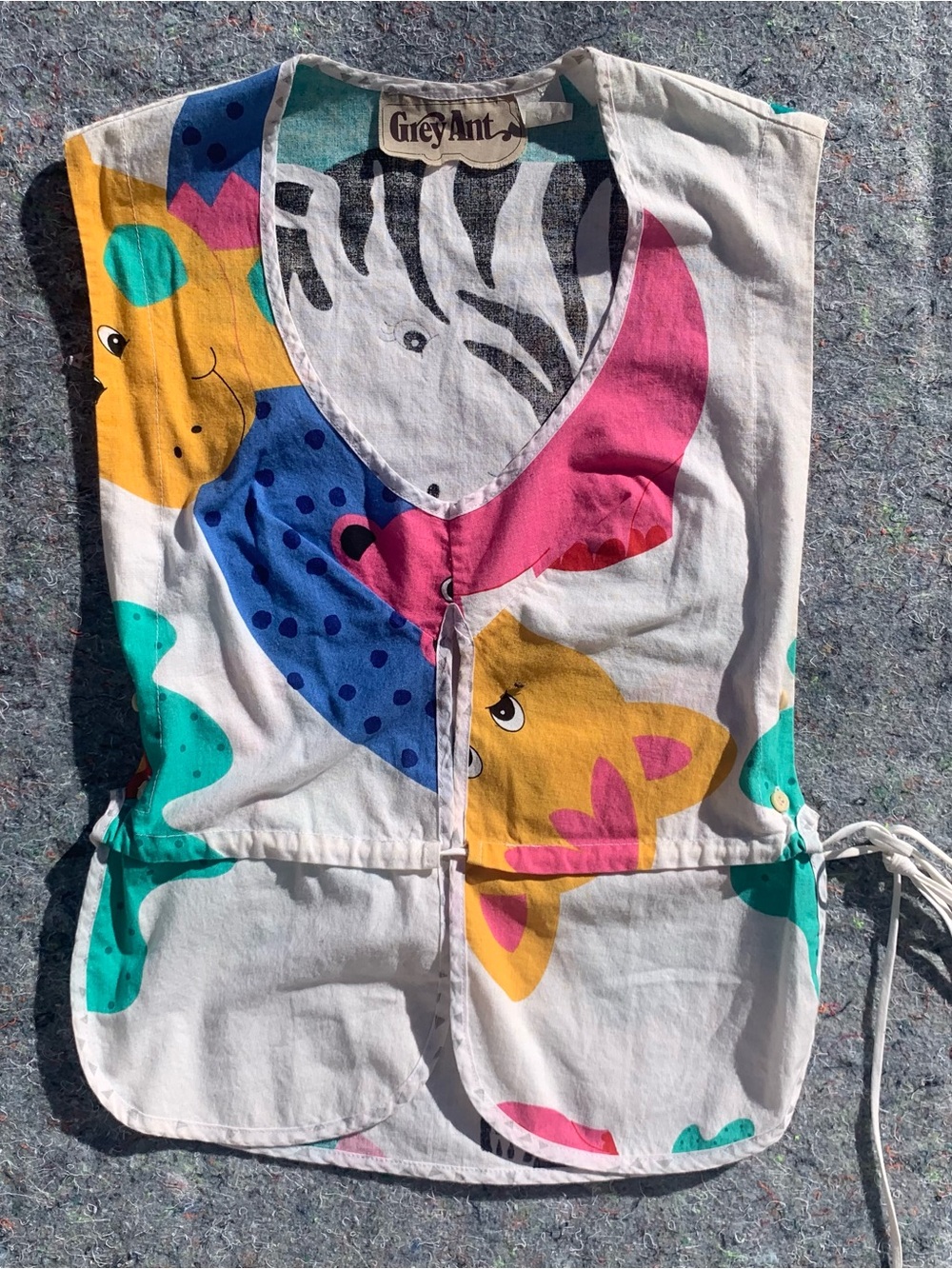 Designer Grey Ant cotton pinafore apron style top w/ a colorful animal print - Picture 1 of 16